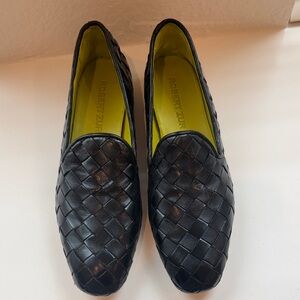 Like New Robert Zur Black Woven Leather Loafers
